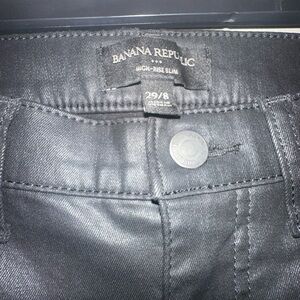 Banana Republic Black Faux Leather Straight Leg Jeans Size 8